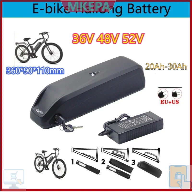 Ebike Battery 48V 20Ah Hailong - 🔋36-48-52V For Motor Electric Mountain Bike