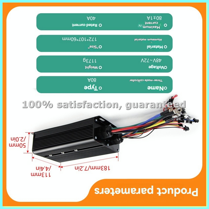 Sine Wave Controller 48V 72V 80A - E-Bicycle Three Mode Controller Set 80A
