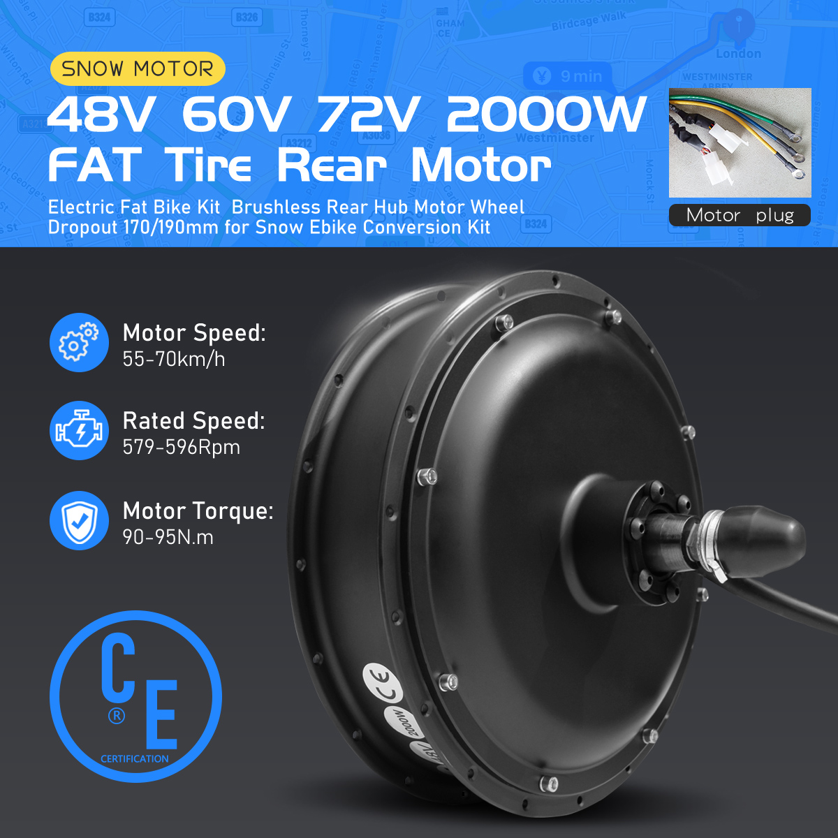 Fat Tire Ebike Conversion Kit 2000W - Ebike Fat Tire Hub Motor 48V