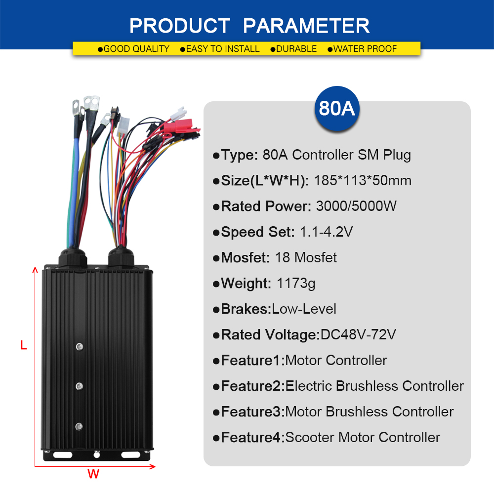 Sine Wave Controller 48V 72V 80A - Ebike Sine Wave Controller 48V 72V