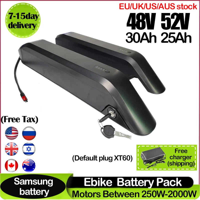Ebike Battery 48V 20Ah Hailong - Original 18650 EBike Battery 48V 52V