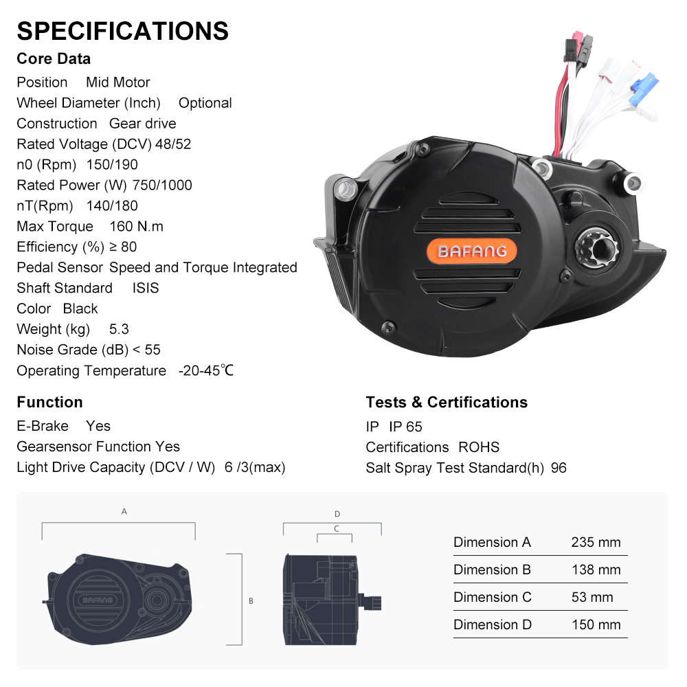 Bafang M620 G510 1000W Mid Dri - Mid Drive Motor Kit 52V 1000W recension och pris