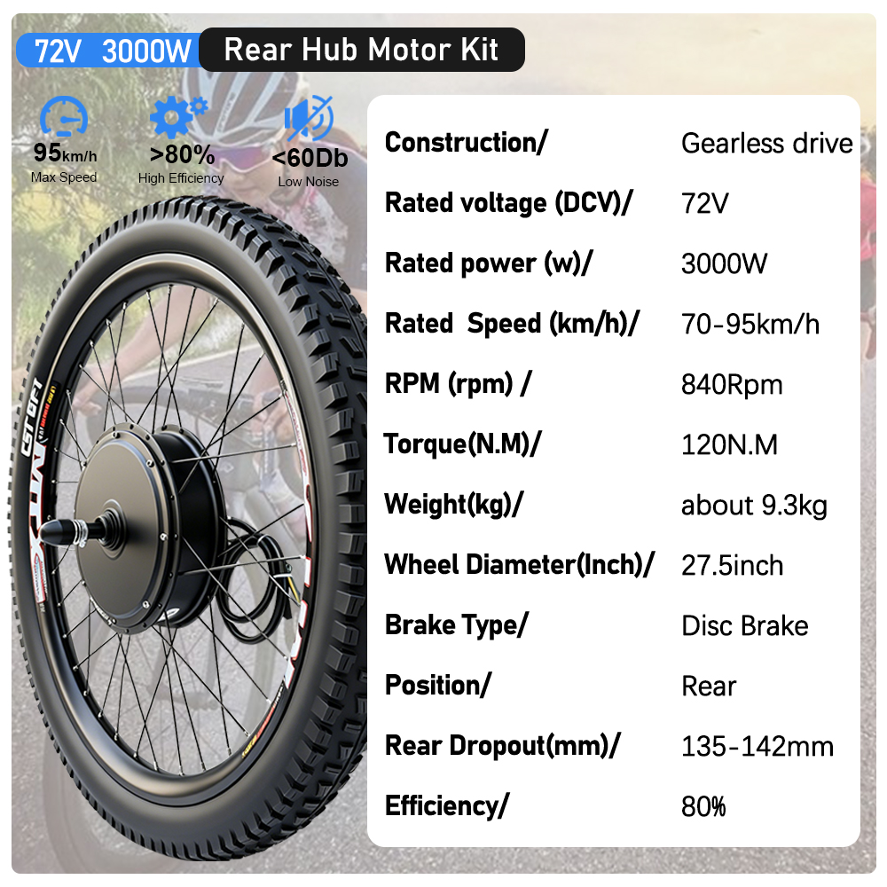 72V 3000W MTX Rim Electric Bik - Ebike Conversion Kit 72V 3000W recension och pris