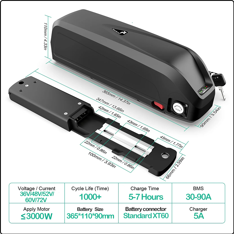 36v 48v 52v Hailong 60v 72v eb - Ebike Battery 48V 20Ah Hailong recension och pris
